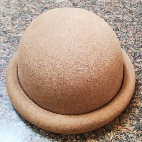 Bowler Hat in Tan 100% Wool - Picture 3 of 3